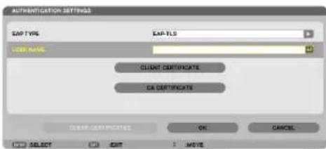 AUTHENTICATION SETTINGS SAP TYPE SAP-TLS ID card CLIENT CERTIFICATE CA CERTIFICATE DEEP CERTIFICATE OK CANCEL SELECT EXIT MOVE