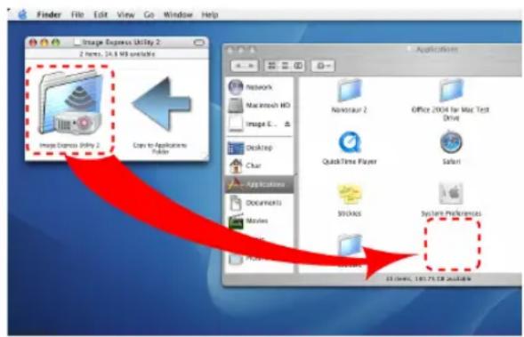 Finder File Edit View Go Window Help Image Express Utility 2 2 Maps, 24.8 MB available Image Express Utility 2 Cows to Application to Folder Applications Network Macintosh HD Image E... Desktop Char Applications Documents Movies Novator 2 Office 2004 for Mac Test Drive QuickTime Player Saturn SYSTEM Preferences 31 Open, 197.7% or available