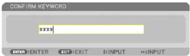 CONFIRM KEYWORD * * * * ENTER : ENTER EXIT : EXIT #: INPUT ↔: INPUT