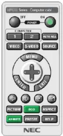Series Computer cab! OFF ON POWER COMPUTER 1 2 AUTO ADJ VIDEO S-VIDEO SOURCE MENU ENTER EXIT PICTURE ECO ASPECT AV-MUTE FREEZE HELP NEC