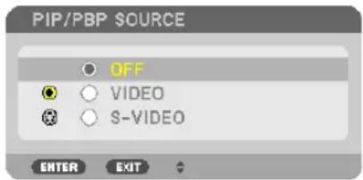 PIP/PBP SOURCE OFF VIDEO S-VIDEO ENTER EXIT