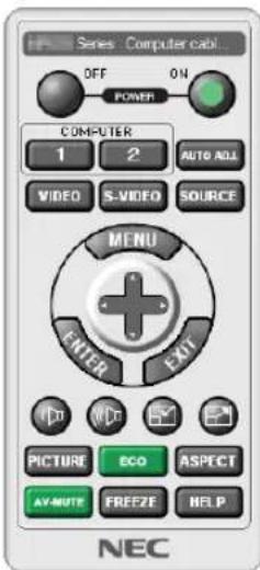 Series Computer cabl OFF ON POWER COMPUTER 1 2 AUTO ADL VIDEO S-VIDEO SOURCE MENU ENTER EXIT PICTURE ECO ASPECT AV-MUTE FREEZE HELP NEC