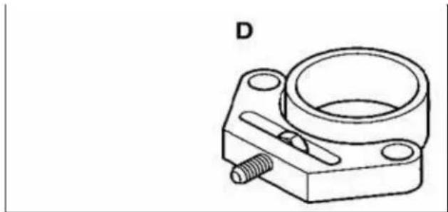 Technical line drawing of a mechanical clamp or bracket component (no text or symbols)