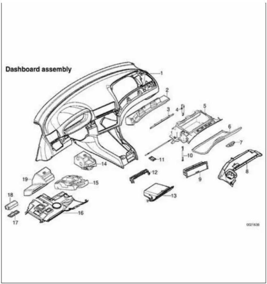 Dashboard assembly 1 2 3 4 5 6 7 10 11 12 13 14 15 16 17 18 0021638