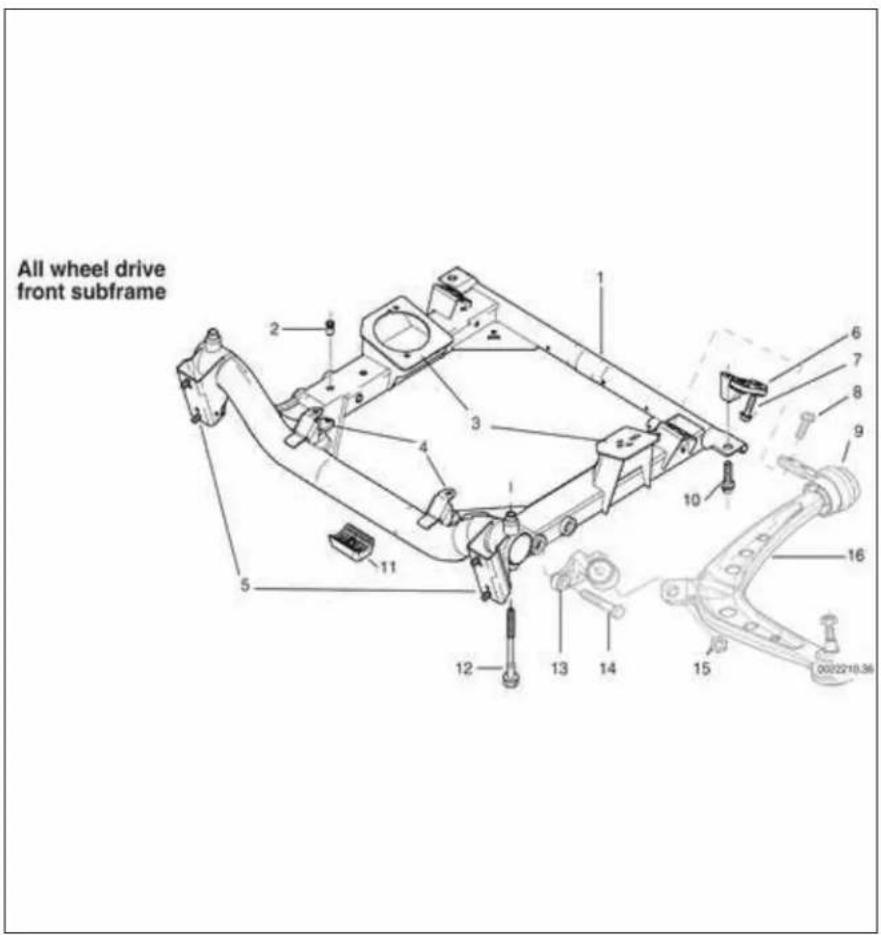 All wheel drive front subframe
