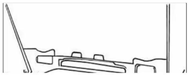 Simple line drawing of a boat hull with hull details (no text or symbols)