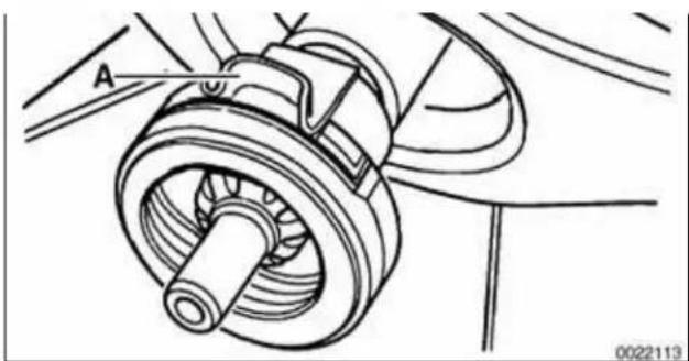 Technical line drawing of a mechanical assembly with labeled component A (no text or symbols beyond label)