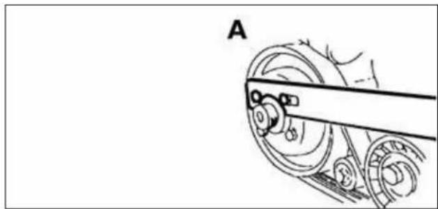 Mechanical assembly diagram showing a belt drive mechanism with pulleys and gears (no text or labels)