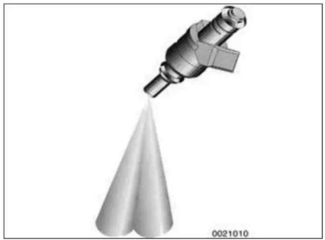 3D rendering of a conical tool emitting a pointed tip, with no visible text or symbols on the tool itself.