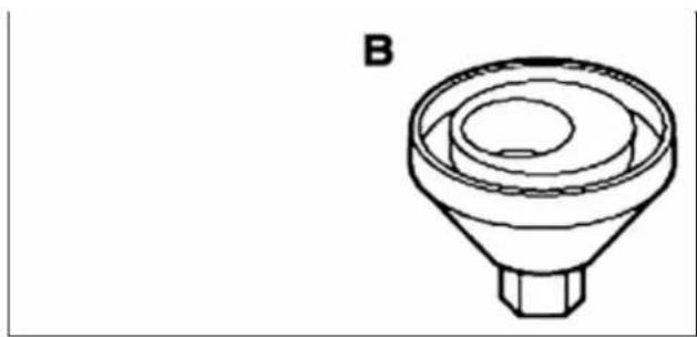 Line drawing of a conical funnel-shaped object with a hexagonal base and circular top (no text or symbols)