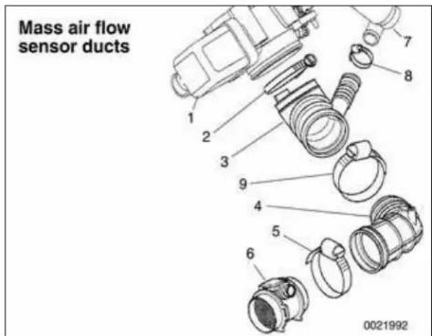 Mass air flow sensor ducts 1 2 3 4 5 6 7 8 9 0021992