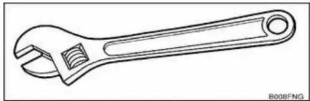 Line drawing of an adjustable wrench (no text or symbols present)