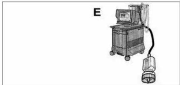 Illustration of a medical or laboratory equipment setup with a monitor, tubing, and a cylindrical device (no text or symbols visible)