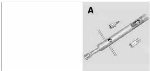 Technical illustration of a mechanical tool or plunger assembly with labeled section A (no text or symbols on the diagram itself)