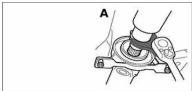 Mechanical assembly diagram showing a gear assembly with a central shaft and base mount (no text or symbols)