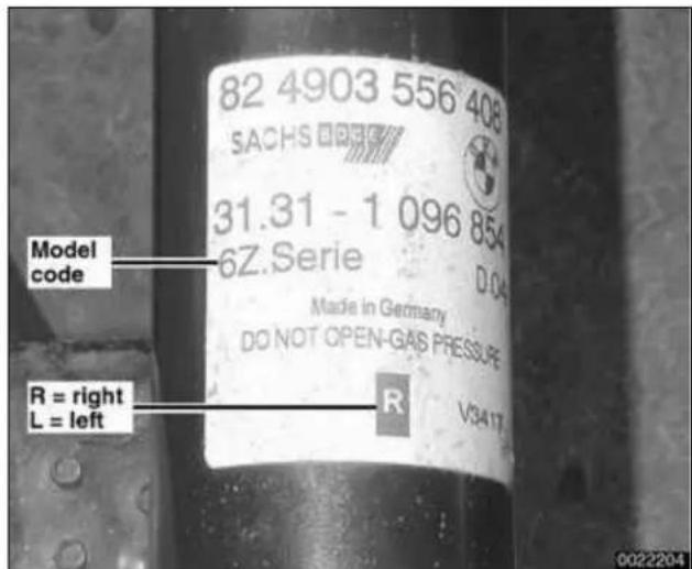 82 4903 556 408 SACHS 31.31 - 1 096 854 6Z.Serie Made in Germany DO NOT OPEN-GAS PRESSURE R = right L = left R V3417 0022204