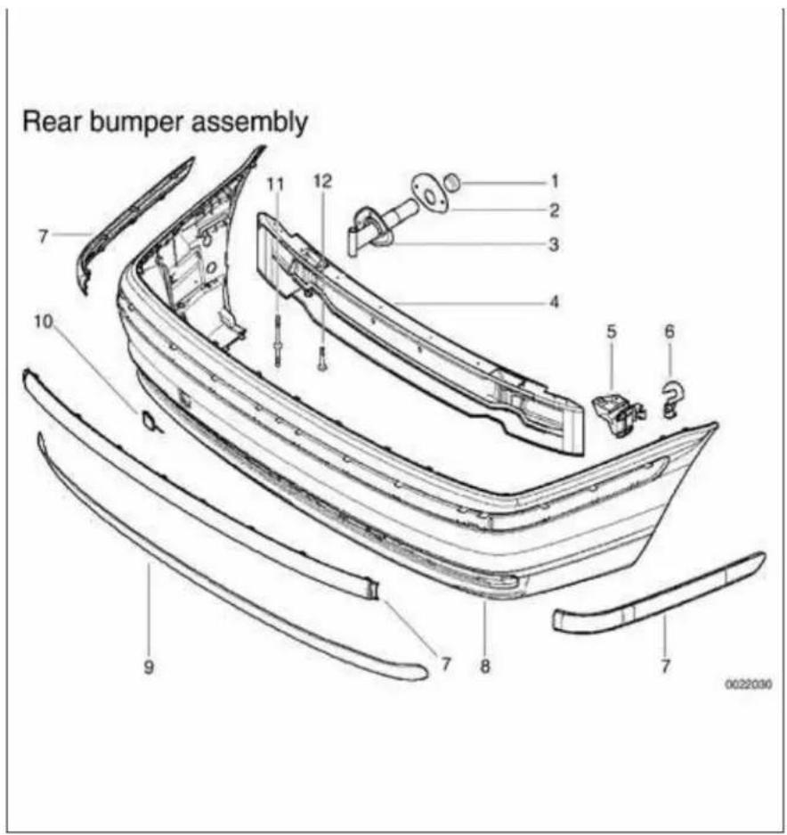 Rear bumper assembly 1 2 3 4 5 6 7 7 8 9 10 11 12 0022030