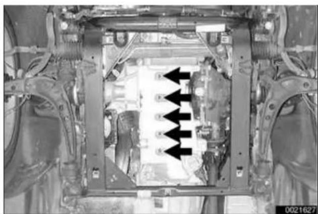 Interior view of an automotive engine bay with visible structural components and mounting brackets (no text or symbols)
