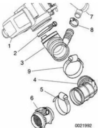 Exploded view diagram of a mechanical assembly with numbered parts for identification