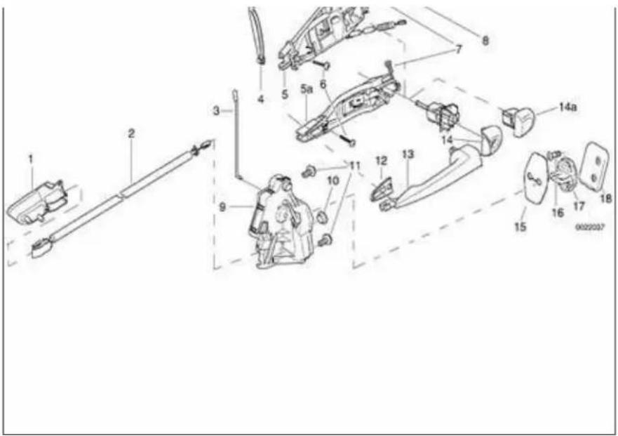 Technical diagram of a mechanical assembly with numbered components and labeled parts
