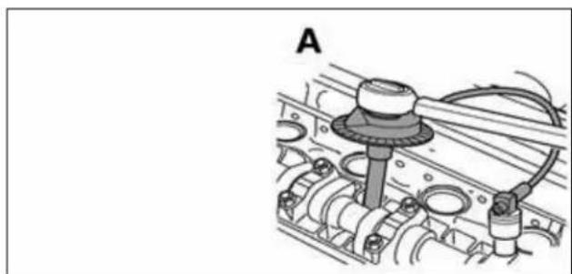 Mechanical assembly diagram showing a gear-like component mounted on a housing with no visible text or symbols