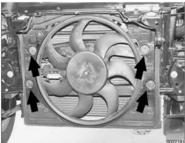 Close-up of a car's internal fan assembly with arrows indicating directional flow (no text or symbols visible)