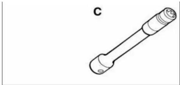 Line drawing of a mechanical tool with a cylindrical shaft and threaded end (no text or symbols)