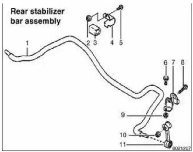 Rear stabilizer bar assembly 1 2 3 4 5 6 7 8 9 10 11 0021207