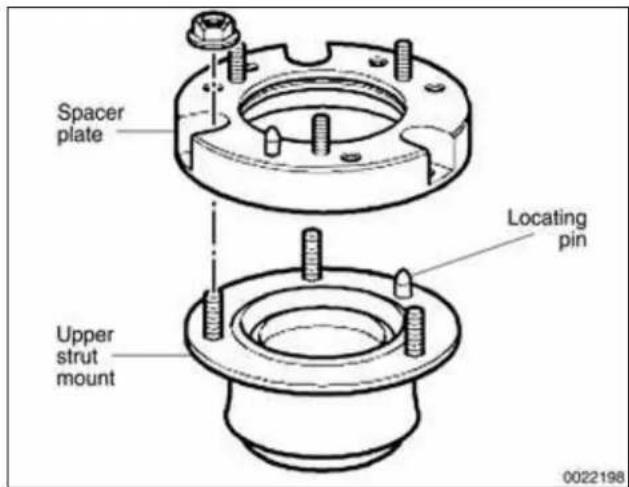 Spacer plate Locating pin Upper strut mount 0022198