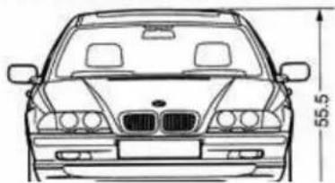 Front view line drawing of a BMW sedan (no text or symbols)
