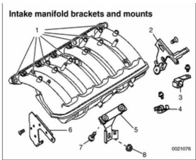 Intake manifold brackets and mounts 1 2 3 4 5 6 7 8 0021076