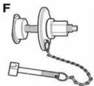 Technical line drawing of a mechanical device with a flanged shaft and attached chain (no text or symbols)
