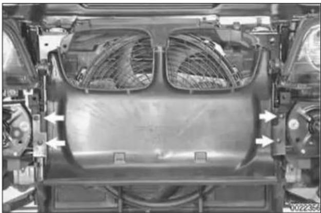 Interior view of a car chassis frame with visible structural components and airflow arrows (no text or symbols)