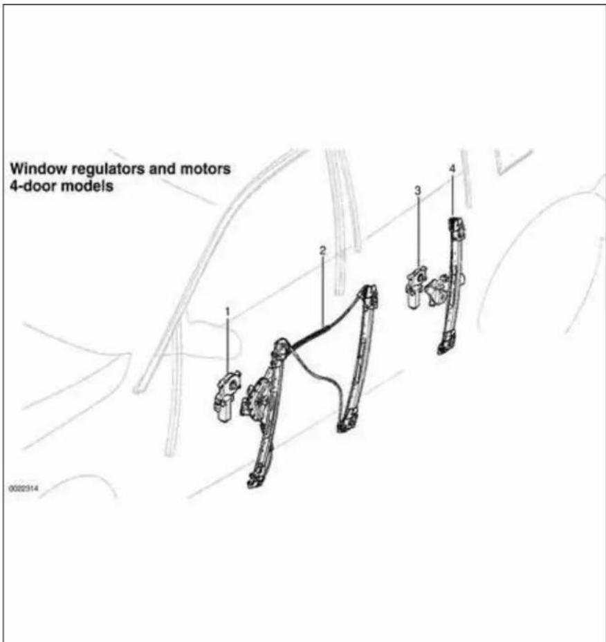 Window regulators and motors 4-door models 0002314