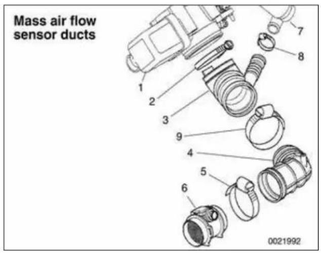 Mass air flow sensor ducts 1 2 3 4 5 6 7 8 9 0021992