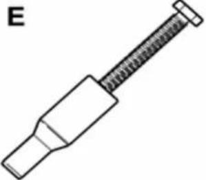 Simple line drawing of a mechanical component with a threaded end and rectangular body (no text or symbols)