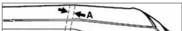 Technical diagram showing a curved structural component with labeled point A and directional arrows