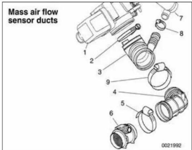Mass air flow sensor ducts 1 2 3 4 5 6 7 8 9 0021992