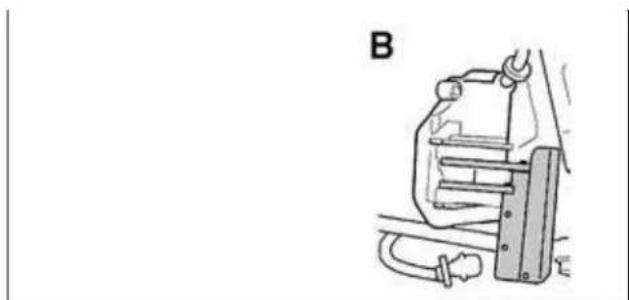 Mechanical assembly diagram showing a bracket with a cable and housing (no text or symbols)