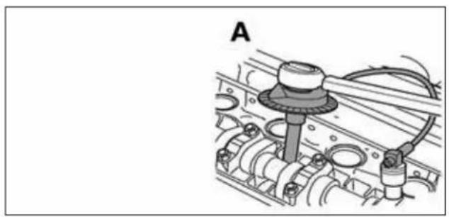 Mechanical assembly diagram showing a valve mounted on a vehicle engine (no text or labels visible)