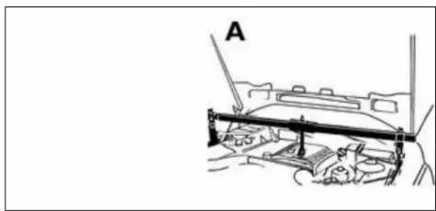 Technical line drawing of a mechanical assembly with labeled component A (no text or symbols beyond label)