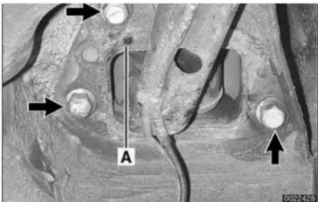 Medical imaging of a mechanical joint with labeled points A and directional arrows (no readable text or symbols beyond labels)