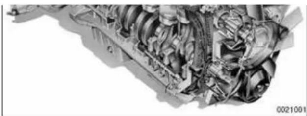 Close-up of a mechanical engine assembly showing internal components and blades (no visible text or symbols)