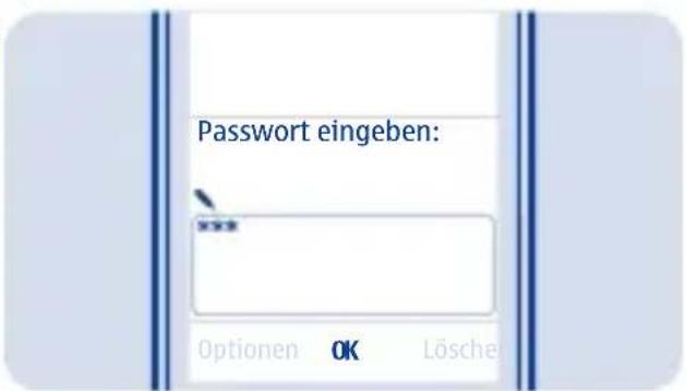 Passwort eingeben: Optionen OK Lösche