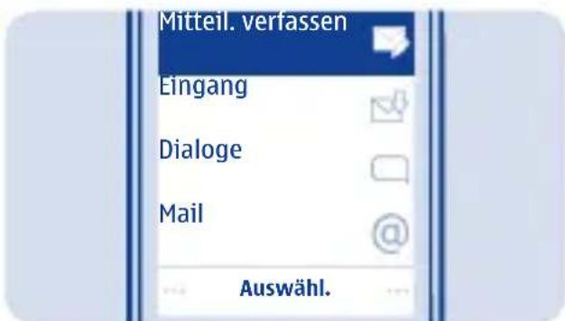 Mitteil. verfassen Eingang Dialogue Mail Auswähl.