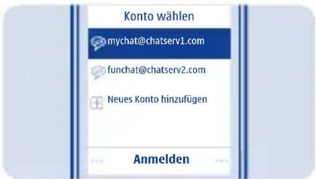 Konto wählen mychat@chatserv1.com funchat@chatserv2.com Neues Konto hinzufügen Anmelden