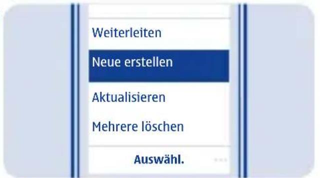 Weiterleiten Neue erstellen Aktualisieren Mehrere löschen Auswähl.