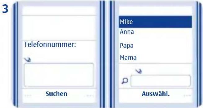 3 Telefonnummer: Suchen Mike Anna Papa Mama Auswähl.