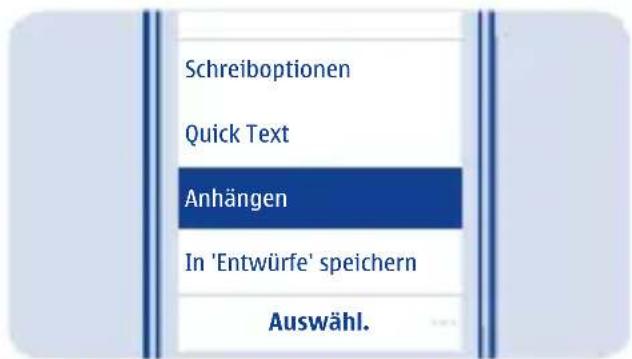 Schreiboptionen Quick Text Anhängen In 'Entwürfe' speichern Auswähl.