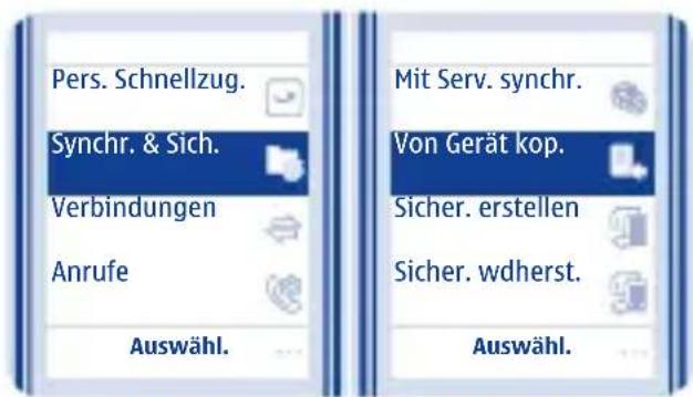 Pers. Schnellzug. Synchr. & Sich. Verbindungen Anrufe Auswähl. Mit Serv. synchr. Von Gerät kop. Sicher. erstellen Sicher. wdherst. Auswähl.